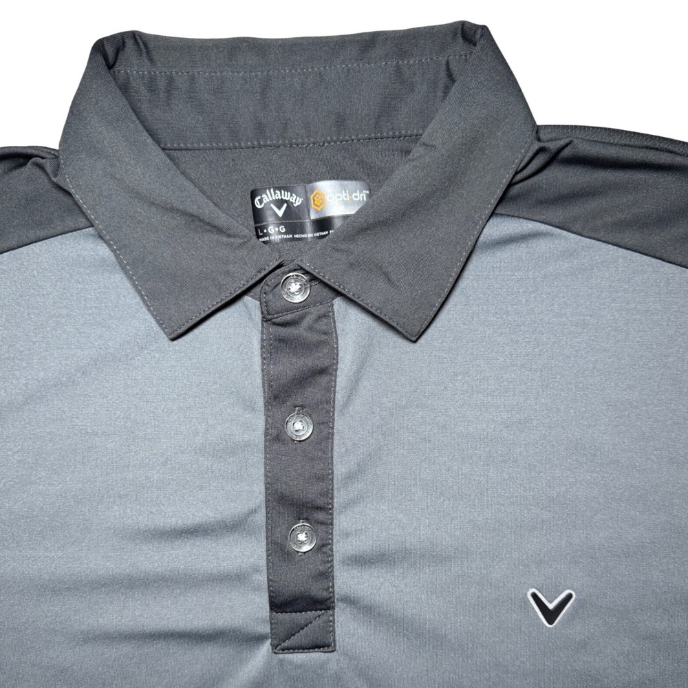 Callaway Opti-Dri Short Sleeve Polo Shirt Men Size Large Gray Black
